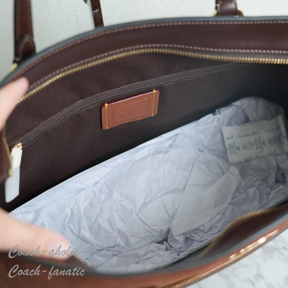 NWT Coach CCC77 Station Suede Tote Bag in Vintage Brown - Picture 13 of 15